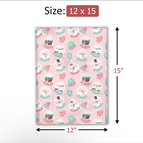 POLYMAILERS (15) 12x15 Snowglobe ☃️ Poly Mailers - Picture 2 of 4